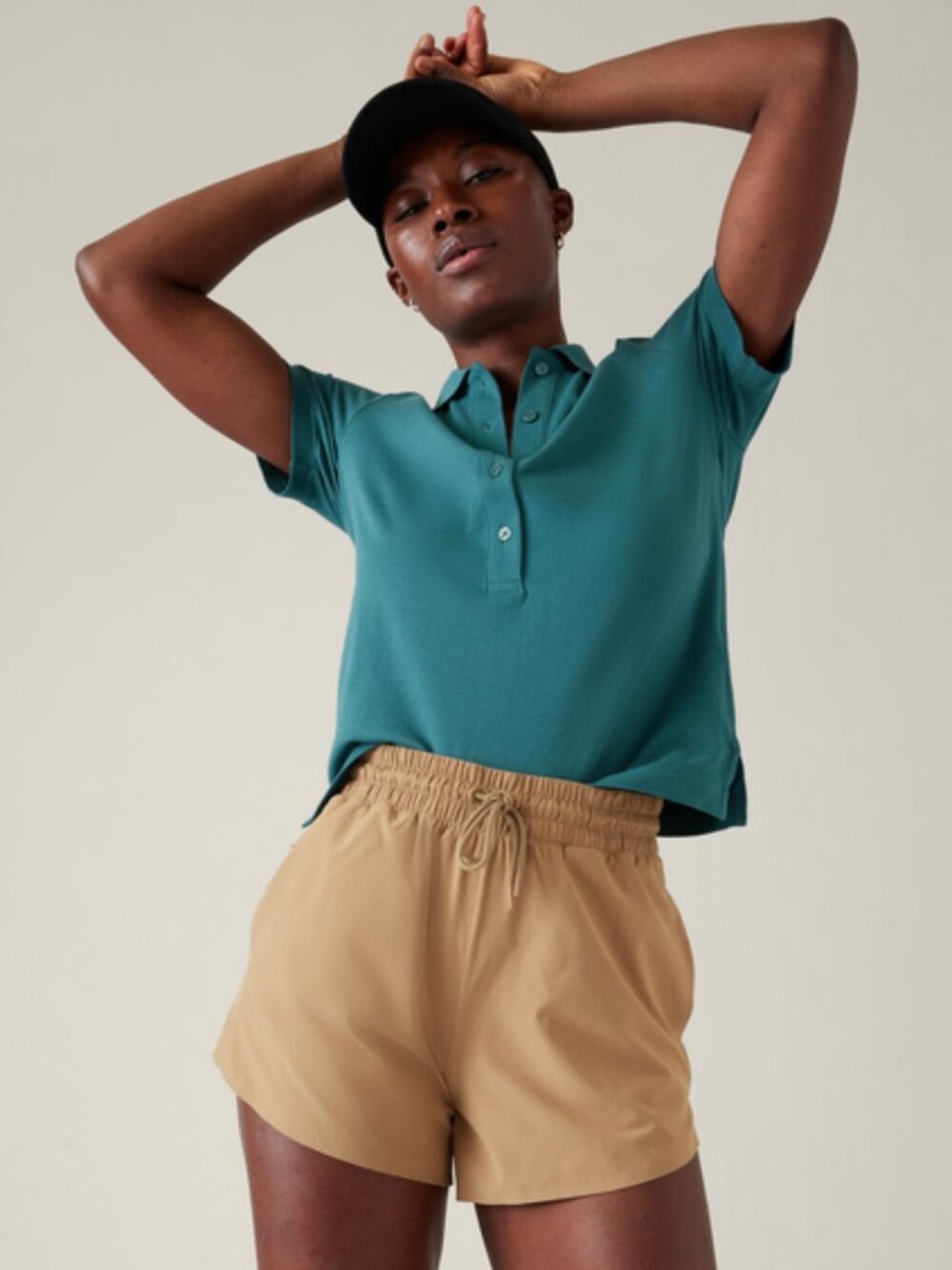 Athleta On The Go Pique Polo Shirt Short Sleeve Teal Blue 2X Plus Size